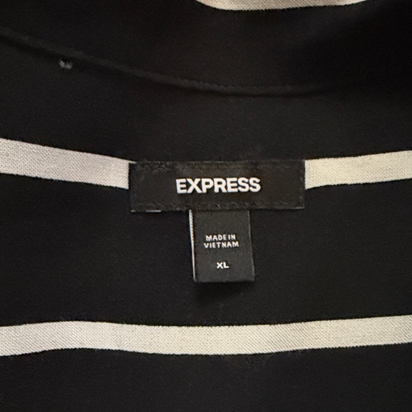 Express Black and White Vertical Striped Shirt - Picture 2 of 2